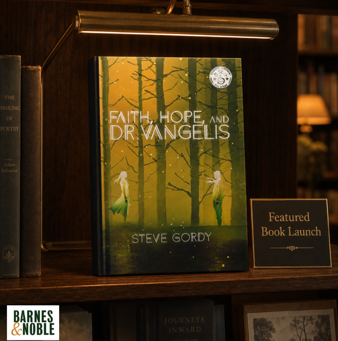 Faith, Hope, and Dr. Vangelis book displayed on a textured surface