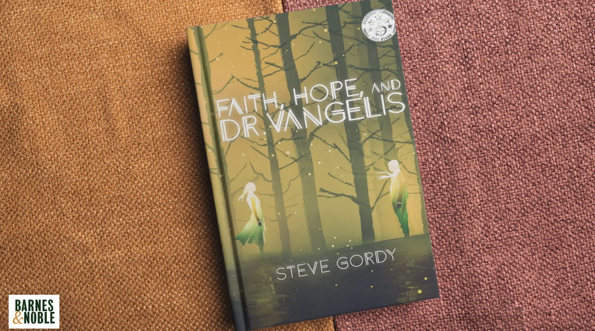 Faith, Hope, and Dr. Vangelis featured book launch display on a library shelf